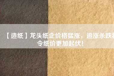 【造紙】龍頭紙企價格猛漲，追漲殺跌將令紙價更加起伏！