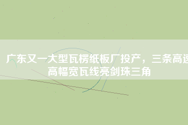 廣東又一大型瓦楞紙板廠投產(chǎn)，三條高速高幅寬瓦線亮劍珠三角