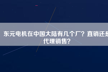 東元電機在中國大陸有幾個廠？直銷還是代理銷售？