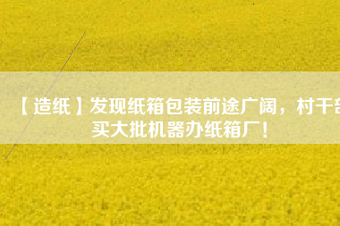 【造紙】發(fā)現(xiàn)紙箱包裝前途廣闊，村干部買(mǎi)大批機(jī)器辦紙箱廠！