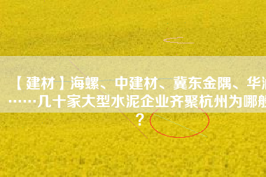 【建材】海螺、中建材、冀東金隅、華潤……幾十家大型水泥企業(yè)齊聚杭州為哪般？