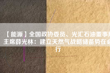 【能源】全國政協(xié)委員、光匯石油董事局主席薛光林：建立天然氣戰(zhàn)略儲(chǔ)備勢在必行