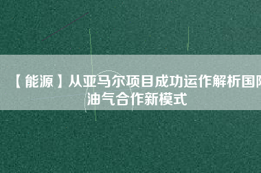【能源】從亞馬爾項目成功運(yùn)作解析國際油氣合作新模式