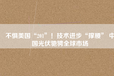 不懼美國(guó)“201”！技術(shù)進(jìn)步“撐腰” 中國(guó)光伏馳騁全球市場(chǎng)