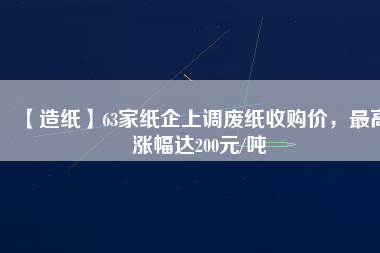 【造紙】63家紙企上調(diào)廢紙收購(gòu)價(jià)，最高漲幅達(dá)200元/噸