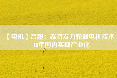 【電機(jī)】呂超:泰特發(fā)力輪轂電機(jī)技術(shù) 2018年國內(nèi)實(shí)現(xiàn)產(chǎn)業(yè)化
