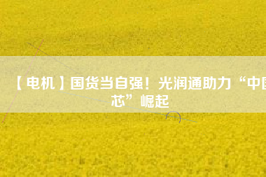 【電機】國貨當自強！光潤通助力“中國芯”崛起
          