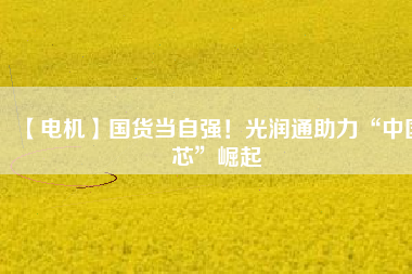 【電機】國貨當自強！光潤通助力“中國芯”崛起
          