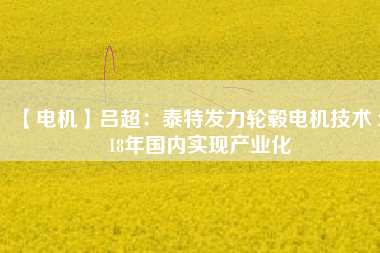 【電機(jī)】呂超:泰特發(fā)力輪轂電機(jī)技術(shù) 2018年國內(nèi)實(shí)現(xiàn)產(chǎn)業(yè)化