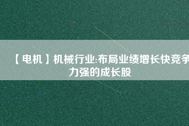 【電機】機械行業(yè):布局業(yè)績增長快競爭力強的成長股
          