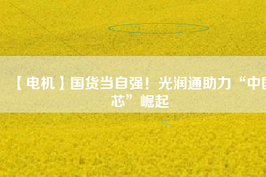 【電機】國貨當自強！光潤通助力“中國芯”崛起
          